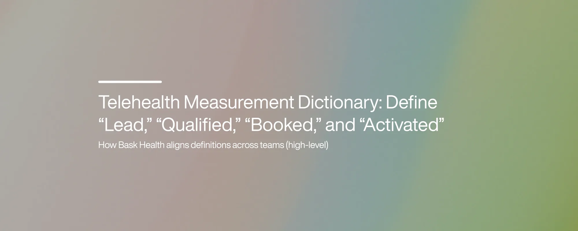 Cover image for Telehealth Measurement Dictionary: Define “Lead,” “Qualified,” “Booked,” and “Activated”